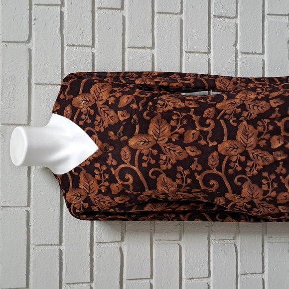 Liz Claiborne Fall Leaf Design Sheer Overlay Layered Maxi Dress. Size 4 - Picture 2 of 12